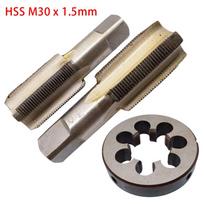 HSS M30 x 1.5mm Kūginis ir kištukinis sriegiklis bei M30 x 1.5mm sriegiavimo antgalis Metrinis sriegis Dešinysis sriegis gray