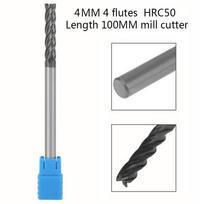 Ypač ilgo kotelio 100 mm volframo karbido galinis frezas 4 mm CNC freza 4 sraigtai