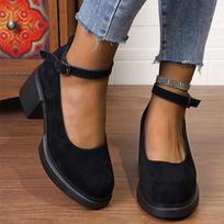 Suede Platform Moteriški Mary Janes Batai Seklūs Aukštakulniai Siurbliai Rudens Mada Nauji Sagtiniai Batai 2024 Suknelė vakarėlis Mujer Zapatos 36 juoda
