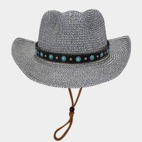 Boho pintos grandinėlės kaubojų skrybėlė Vintage kvėpuojanti skrybėlė nuo saulės šiaudinė skrybėlė Unisex skrybėlės nuo saulės Kelioninė paplūdimio kepurė moterims, vyrams one size tamsiai mėlyna spalva