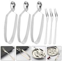 3 rinkiniai Sraigių spaustukai Valgymo įrankis Vėžiagyvių žnyplės Nerūdijančio plieno Escargot Maisto patiekimas 15.50X2.80X1.50CM sidabras