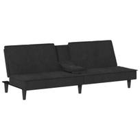Sofa-lova su puodelių laikikliais vidaXL, juoda