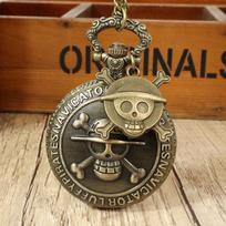 Retro Anime Peripheral One Piece Pocket Watch + Skull Pendant Clamshell Quartz Pocket Watch