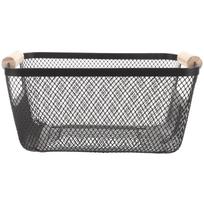 Dėžutės su dangteliais Vieliniai krepšeliai tvarkymui Pintinės dėžės Juodas medinis biuro stalo įrankių organizatorius 25.50X18.00X12.00CM juoda