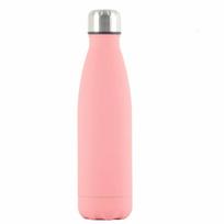 500ml dvigubos sienelės nerūdijančio plieno vandens butelis Termoso butelis išlaiko karštį ir šaltį cola puodelis Izoliuota vakuuminė flaska Sportas individualus 500ml rožinė