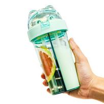 420ML Dvigubas gėrimo puodelis Atskiras puodelio kraštas Apsauga nuo dulkių Dangtelis Apsauga nuo pratekėjimo Atsparus karščiui Dvigubi šiaudeliai Gėrimo butelis Mokyklinis priedas rožinė