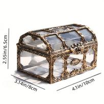 Vintage Pirate Treasure Chest with Lock,Octagonal Plastic Desk Decor for Home Office,Unique Home Decor for Adults Collectors