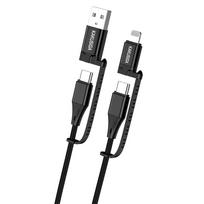 KAKU kabelis KSC-654 Tuojie 4 in 1 – USB + Type C į Type C + Lightning – 1,2 metras juodos spalvos