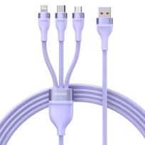 Baseus kabelis Flash Series II 3 in 1 – USB į Type C, Lightning, Micro USB – 100W 6A 1,2 metras (CASS030005) violetinės spalvos