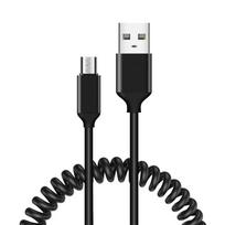 Kabelis coiled  – USB į Micro USB – 2A 1 metras juodos spalvos