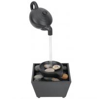 Arbatinukas Vandens Fontanas Ornamentas USB 5V Baterijos Maitinimo Šaltinis Stalo Dekoracija Imituojamas Krioklys Su LED Šviesomis Ir Akmenukais juoda