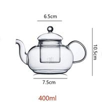 400-1000 ml Skaidrus arbatinukas su nuimamu sieteliu Stiklinis arbatinukas Saugus viryklėje Laisvų lapelių ir žydinčių arbatų gamintojas white