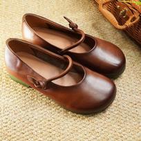 Good Leather Mary Janes Shoes For Women 2024 Spring Flats Preppy Students Shoes Woman Nurse Loafer Old Style Plain Black Flats CN 35