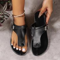 Metal Lock Buckle Detail Flip Flops Casual Summer Slippers Slip-On Designer Rubber Sole Beach Sea Comfort Fashion Shoes Women 36 juoda