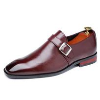 Vyriški natūralios odos mokasinai, slip-on tipo oficialūs batai, vientisos spalvos, apvalus priekis, Oksfordai, klasikinė elastinė juosta - Pavasario/Rudens vyriški oficialūs batai US 5(EUR 38) raudona