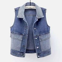 Denim Vest Jacket for Women In Spring and Summer Short and Versatile Stylish Sleeveless Vest Top 2XL gray