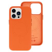 MagSafe Leather dėklas skirtas Apple iPhone 15 Plus oranžinės spalvos