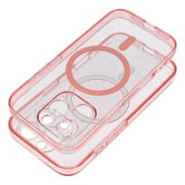 CLEAR MAG COVER case with camera protection compatible with MagSafe for IPHONE 16, pink glitter