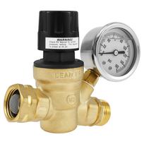 RV vandens slėgio reguliatorius Profesionalus slėgio mažinimo vožtuvas su reguliuojama rankena ir 3/4 colių GHT160PSI matuokliu, skirtas kemperiui RV geltona