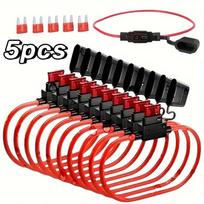 5/10 vnt. 14AWG automobilio mini saugiklių dėžutės mentės tipo linijinis saugiklių laikiklis, atsparus vandeniui, 2V 30A automobilių, motociklų laidų išjungimo jungiklio lizdas
