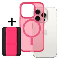 Amazing Thing Titan Pro Neon Mag Wallet dėklas telefonui 10FT IP156.7PTWPN Apple iPhone 15 Pro Max rožinės spalvos su stoveliu