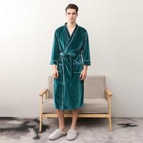 Vyriškas seksualus pavasario rudens chalatas poros nėriniuotas V formos iškirptės chalatas pliušiniai naktiniai su kišenėmis XXXL vyno raudonos spalvos