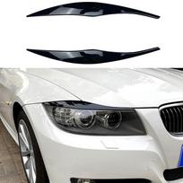 BMW 3 serijos E90 E91 2005-2011 2 vnt. Automobilio priekinių žibintų antakių vokų apdailos dangtelis blizgus juodas/anglies pluošto priekinių žibintų dekoras juoda