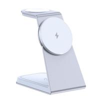 Magnetinis belaidžio įkroviklio laikiklis, skirtas „iPhone 14 13 12 Apple Watch Airpods“ ausinėms, 3 viename, 15 W greito įkrovimo stovas as picture balta