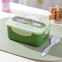 Animacinių pietų dėžutės puodelių rinkinys Nešiojama plastikinė Bento dėžutė su šakute vaikiška priešpiečių dėžute maisto laikymo konteinerio maisto laikiklis žalia