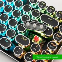 Suasmeninti permatomi retro apvalūs klavišų dangteliai – madingi mechaniniai klaviatūros dangteliai su galvanizuotu panko dizainu just the keycaps juoda
