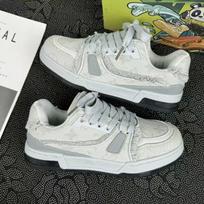 Women's Mesh Skateboard Shoes Are Comfortable Breathable Thick Soled Round Toe Denim Fashionable and Casual Sports Shoes Loafers 36 pilka spalva