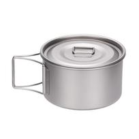 Lightweight Camping Bowl with Lid Portable Ti Bowl Pot with Scald-Proof Folding Handle Cookware for 450ml Sandblasting belt cover