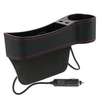 Phone Bottle Cups Holder Box Auto Crevice Pocket Seat Gap Slit Box Leather Car Seat Gap Storage Box Dual USB Charger