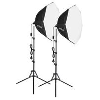 Andoer Studijinės Fotografijos Softbox Rinkinys su 70cm/28in Aštuonkampiu Fotografijos Softbox * 2 + 1.5M Metaliniu AU