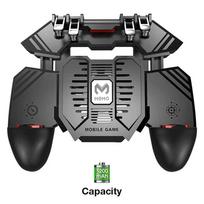 AK77 Pubg Mobile Game Controller 6 Fingers su Fan Pubg Trigger Gamepad vairasvirte, skirta Android iOS Game Pad Movil su baterija