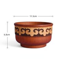 Etninio stiliaus apvalus jujube skulptūros medinis dubuo Natūralus medis Vaikams Originalus medinis dubuo Stalo indai Ryžių dubuo 4.5 inch raudona