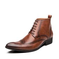 Nauji vyriški aukštakulniai Brogue batai su raišteliais Vestuviniai vyriški aulinukai Smailūs Britiški Formalūs Batai Laisvalaikio Odiniai Oxford Botas 39 ruda