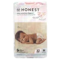 The Honest Company, Clean Conscious Diapers™, Naujagimiams, Iki 10 svarų, Rožių žiedas, 32 sauskelnės