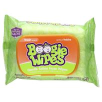 Boogie Wipes, Natūralūs fiziologinio tirpalo servetėlės nosies užgulimui, Gaivus kvapas, Pakuotė po 30 vnt. orange