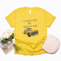Tomo Hollando to paties stiliaus marškinėliai „I Survived My Trip To NYC“ spausdinti marškinėliai, vasariniai laisvalaikio stiliaus marškinėliai, unisex S geltona