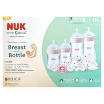 NUK, „Tiesiog natūralus“ buteliukas su SafeTemp, Naujagimio dovanų rinkinys, Nuo 0 mėn., 9 vnt.