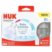 NUK, Smooth Flow, nuo dieglių kūdikių buteliukas, 0 mėnesių ir vyresniems, 3 buteliukai, 150 ml (5 uncijos) kiekviena