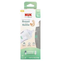 NUK, Paprastai natūralus, Krūtis ir buteliukas su saugia temperatūra, 1+ mėn., Vidutinis srautas, 9 oz (270 ml)