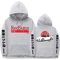 Anime Initial D Hoodies Mazda RX7 Spausdintas Hoodie XS šviesiai pilka spalva