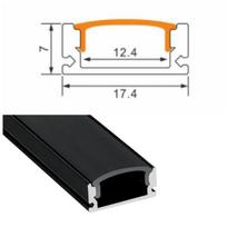 Paviršinis juodos spalvos 3 metru LED juostos U formos aliuminio profilis. Pilna komplektacija.