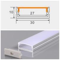 Paviršinis 3 cm. pločio, sidabro spalvos 3 metrų LED juostos U FORMOS profilis. Pilna komplektacija.