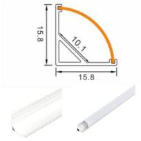 Kampinis baltos spalvos 3 metrų LED juostos aliuminio profilis. Pilna komplektacija.