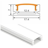 Paviršinis baltos spalvos 3 metru LED juostos U formos aliuminio profilis. Pilna komplektacija.