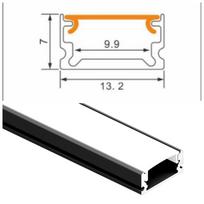 Paviršinis juodos spalvos 3 metru LED juostos U FORMOS profilis. Pilna komplektacija.