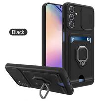 Prabangus fotoaparato stumdomo lango dėklas, skirtas Samsung Galaxy A55 A35 A15 A25 A54 A34 A14 A53 A13 A73 A52 A12 kortelės lizdo magnetinis telefono dangtelis A55 5G juoda